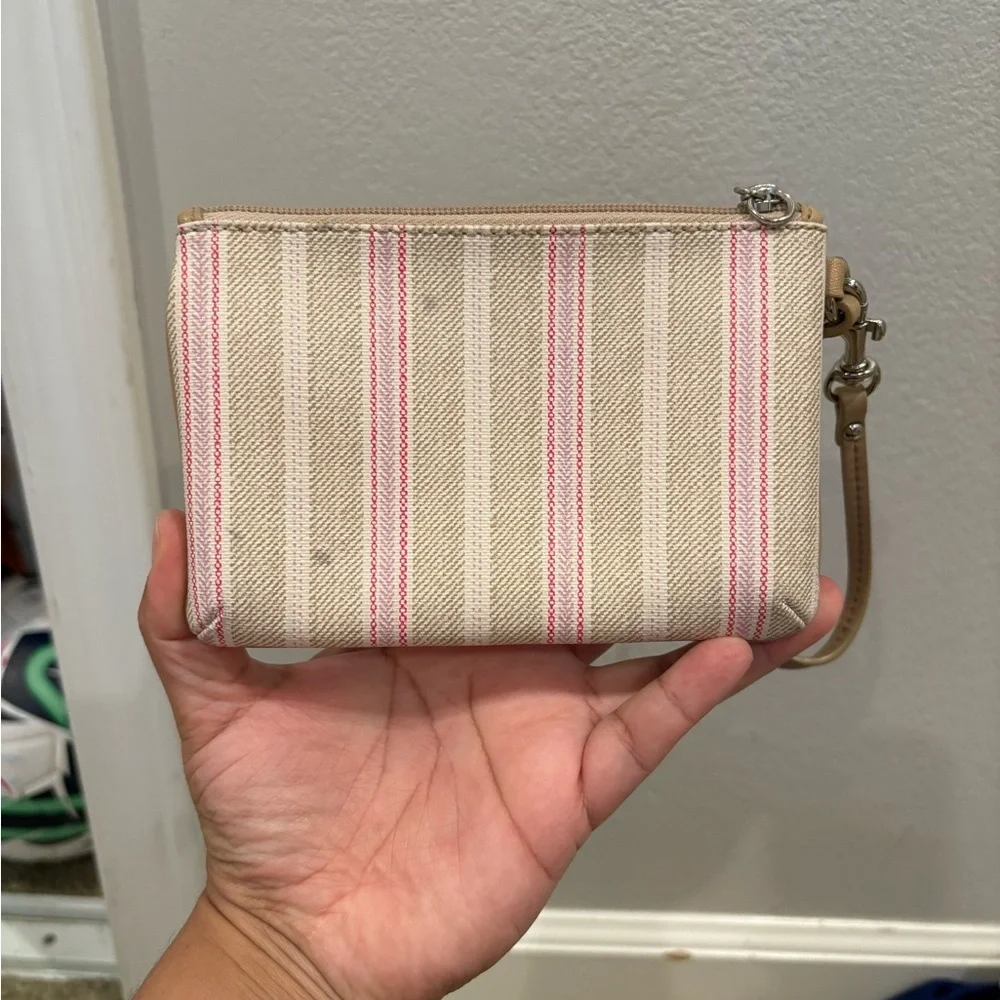 Coach Legacy Weekend Ticking Stripe Zippy Wallet Wristlet